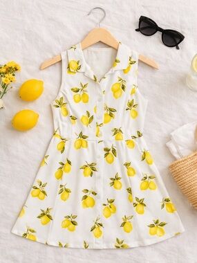 Lemon Print Sundress 🍋 | Summer Brunch Mini Dress | Light & Flowy XL |